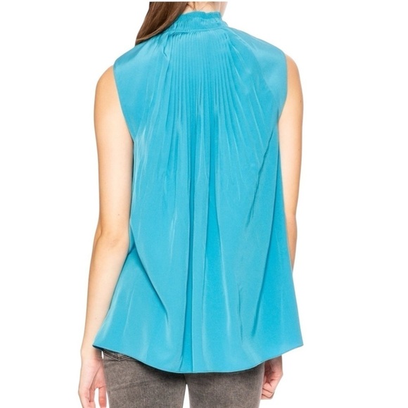 Tibi Tibi "Arielle" Silk Sleeveless Blouse Bowery Blue Size 8 - Picture 4 of 8
